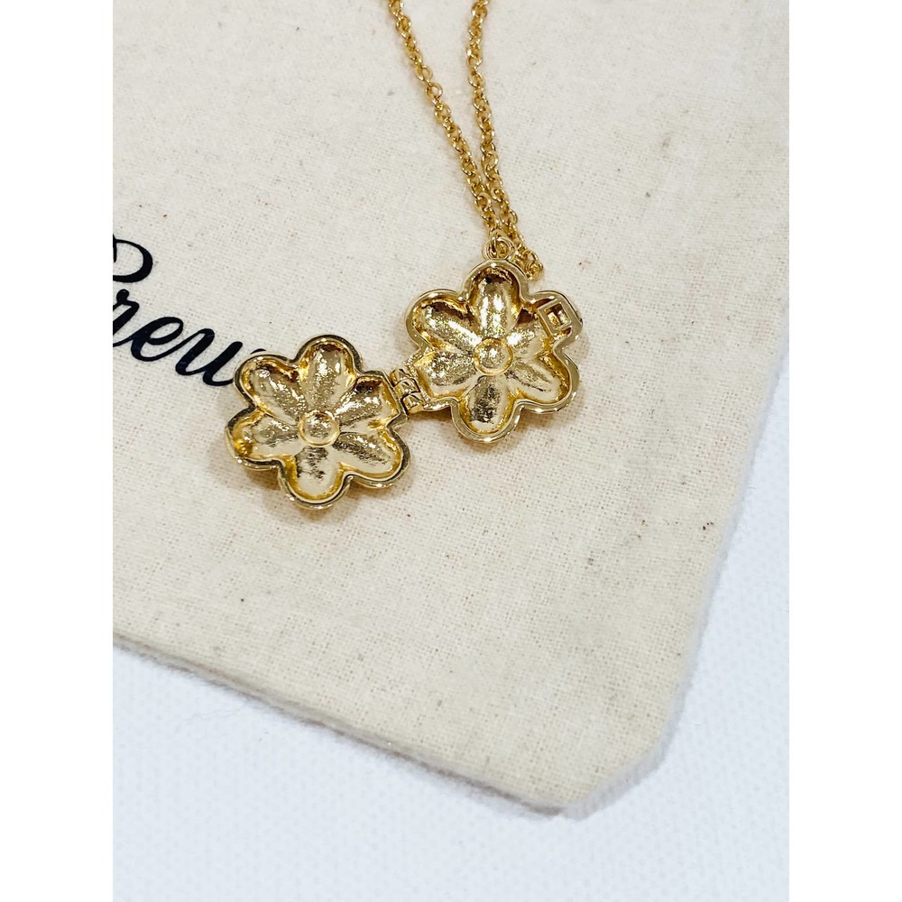 J Crew x Crewcuts Daisy Locket Necklace Gold Chain New - Picture 3 of 6